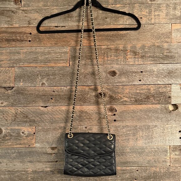 Rebecca Minkoff Black Quilted Leather Adjustable Chain Strap Crossbody bag. - Picture 2 of 10